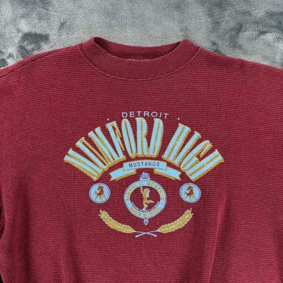 Genius Sweatshirt Men L/XL Detroit High School Mumford Mustangs Vintage 80's - Picture 13 of 16